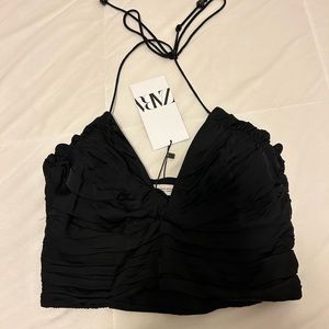 ZARA BLACK HALTER TOP